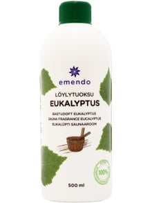 Emendo Eukalyptus bastudoft i en 500 ml flaska.