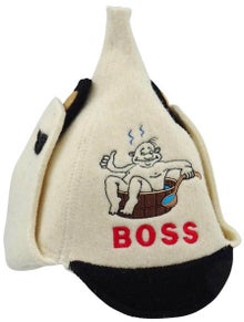 Bastu-/badm&ouml;ssa: Boss-Gubbe spetsig hatt, beige